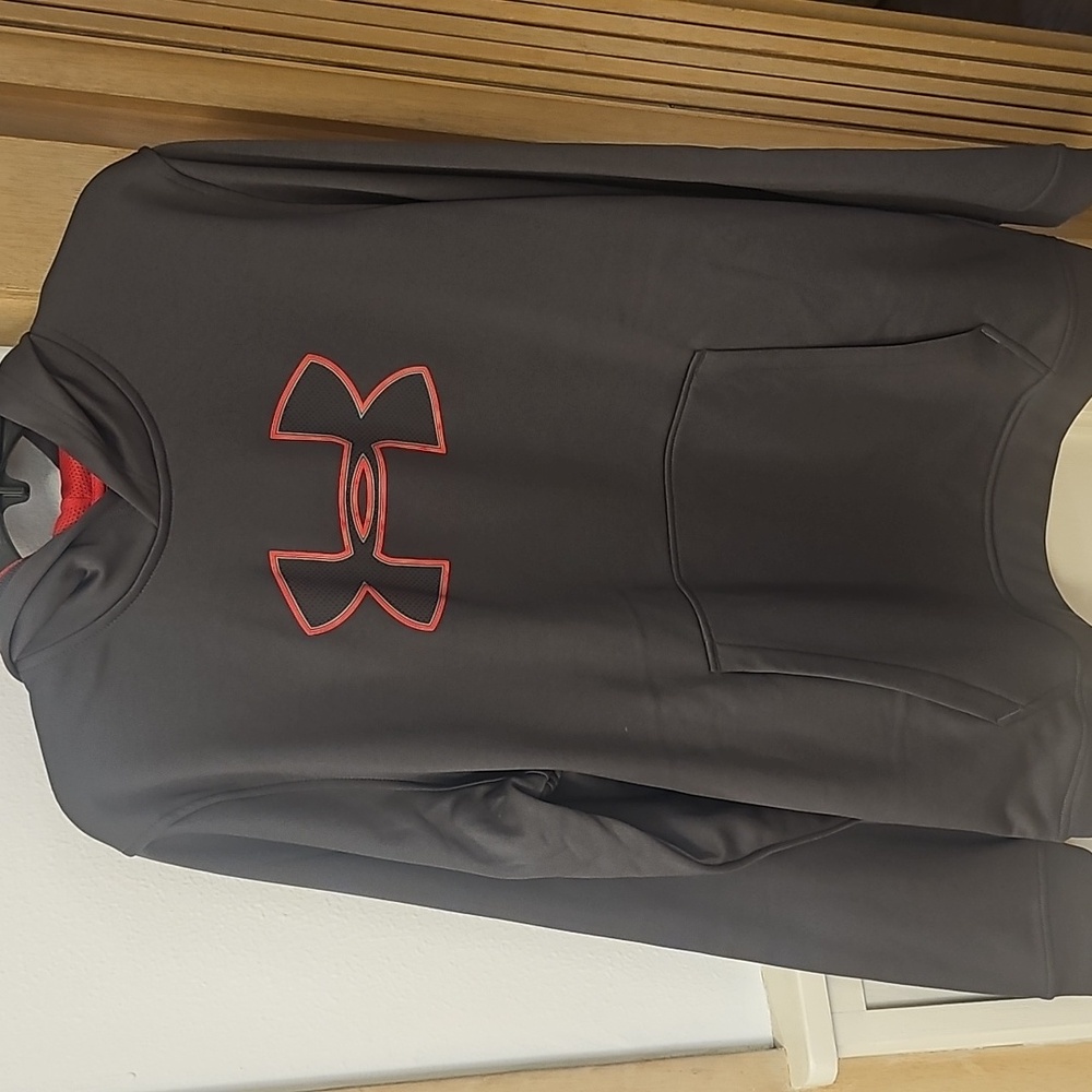 Under Armour Women's Dark Gray Hoodie with Red Emblem